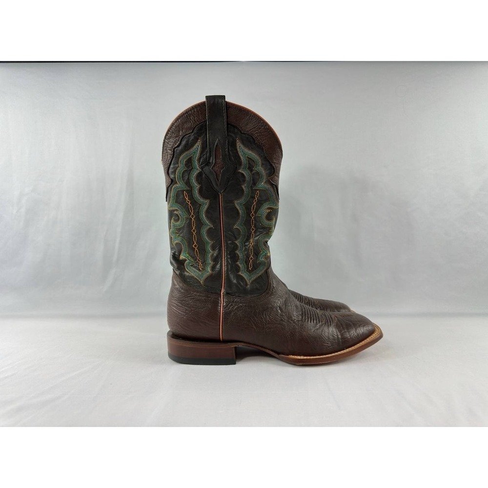 Resistol Men's Cowboy Boots Brown Leather Square Toe Embroidered 9.5D